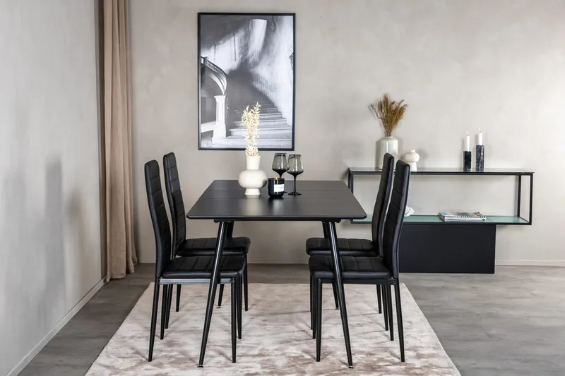 Rektangulær spisegruppe Venture Home Silar, Slim, svart