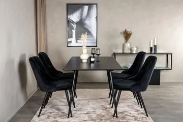 Rektangulær spisegruppe Venture Home Silar, Velvet Deluxe - svart - Møbler - Bord - Spisegrupper