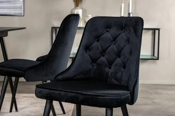 Rektangulær spisegruppe Venture Home Silar, Velvet Deluxe - svart - Møbler - Bord - Spisegrupper