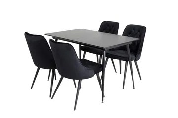 Rektangulær spisegruppe Venture Home Silar, Velvet Deluxe - svart - Møbler - Bord - Spisegrupper