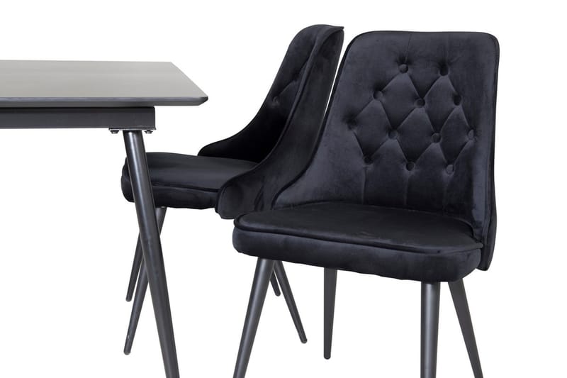 Rektangulær spisegruppe Venture Home Silar, Velvet Deluxe - svart - Møbler - Bord - Spisegrupper