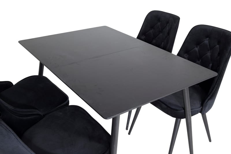 Rektangulær spisegruppe Venture Home Silar, Velvet Deluxe - svart - Møbler - Bord - Spisegrupper
