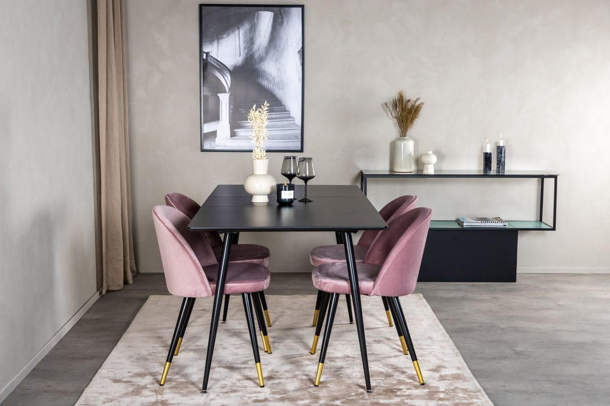 Rektangulær spisegruppe Venture Home Silar, Velvet - gammelrosa