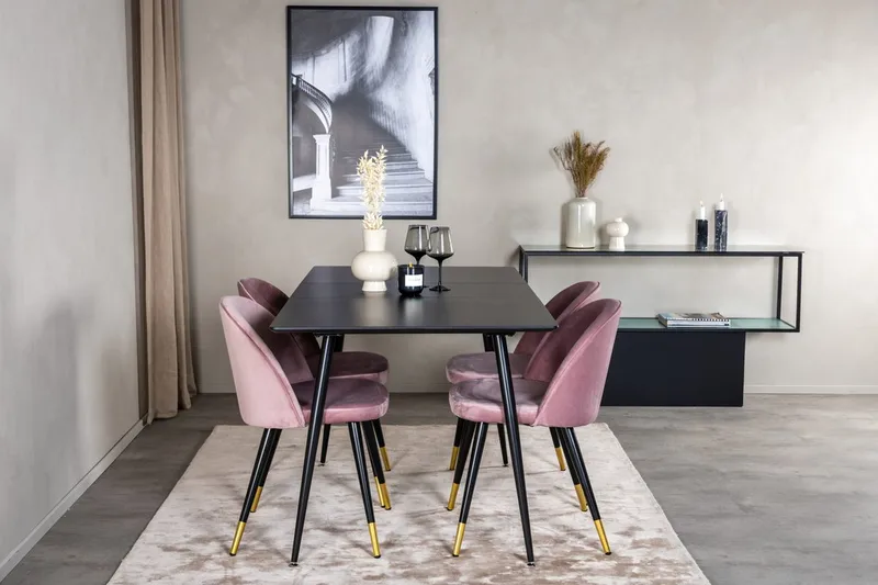 Rektangulær spisegruppe Venture Home Silar, Velvet, gammelrosa