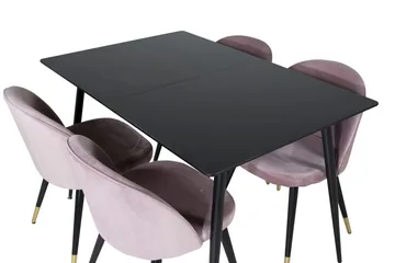 Rektangulær spisegruppe Venture Home Silar, Velvet - gammelrosa - Møbler - Bord - Spisegrupper