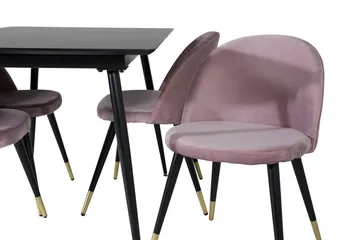 Rektangulær spisegruppe Venture Home Silar, Velvet - gammelrosa - Møbler - Bord - Spisegrupper