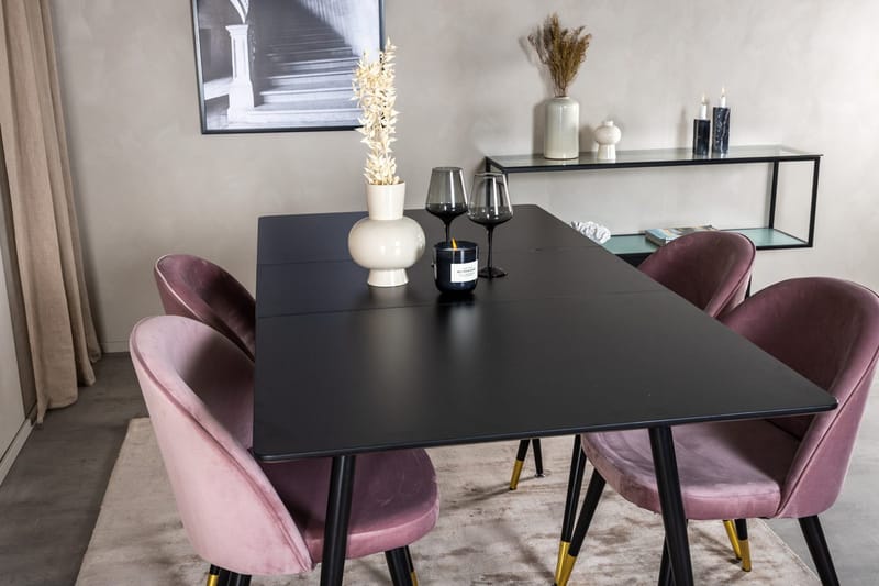 Rektangulær spisegruppe Venture Home Silar, Velvet - gammelrosa - Møbler - Bord - Spisegrupper