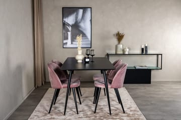 Rektangulær spisegruppe Venture Home Silar, Velvet - gammelrosa - Møbler - Bord - Spisegrupper