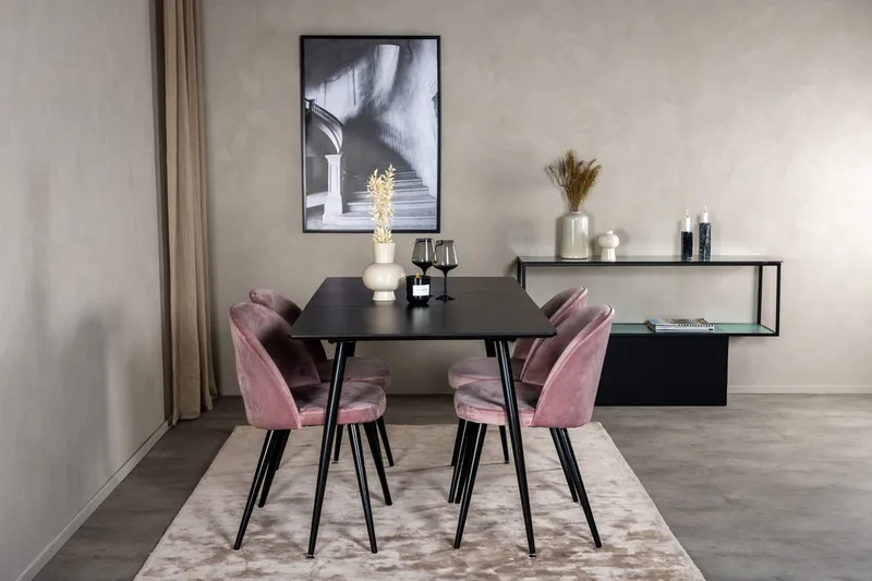 Rektangulær spisegruppe Venture Home Silar, Velvet, gammelrosa