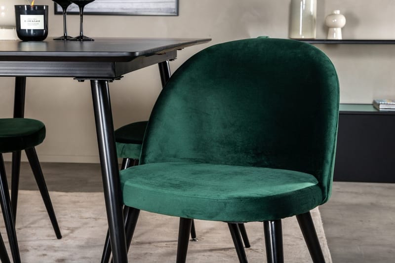 Rektangulær spisegruppe Venture Home Silar, Velvet - grønn - Møbler - Bord - Spisegrupper