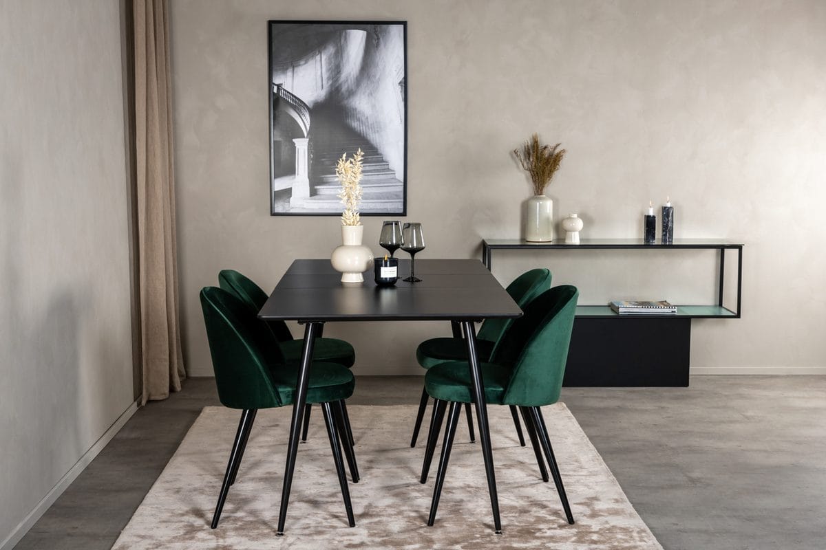 Rektangulær spisegruppe Venture Home Silar, Velvet - grønn