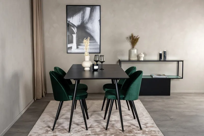 Rektangulær spisegruppe Venture Home Silar, Velvet, grønn