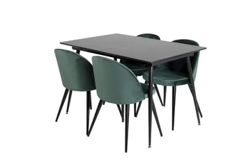 Rektangulær spisegruppe Venture Home Silar, Velvet - grønn - Møbler - Bord - Spisegrupper