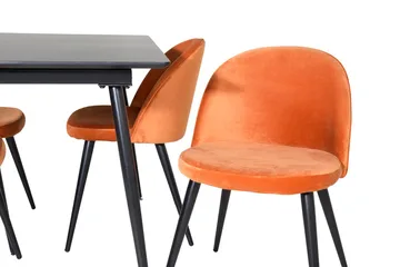 Rektangulær spisegruppe Venture Home Silar, Velvet - rusten oransje - Møbler - Bord - Spisegrupper