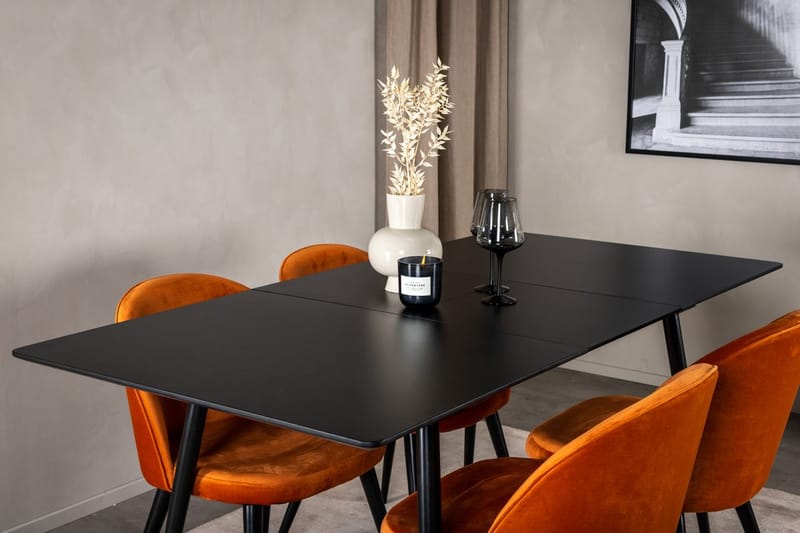 Rektangulær spisegruppe Venture Home Silar, Velvet - rusten oransje - Møbler - Bord - Spisegrupper