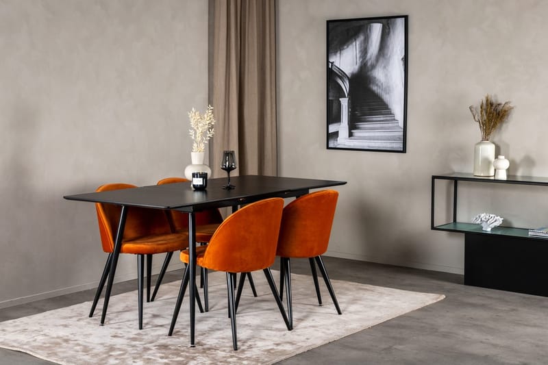 Rektangulær spisegruppe Venture Home Silar, Velvet, rusten oransje
