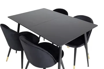 Rektangulær spisegruppe Venture Home Silar, Velvet - svart - Møbler - Bord - Spisegrupper