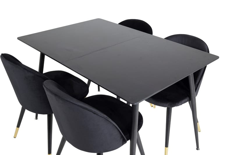 Rektangulær spisegruppe Venture Home Silar, Velvet - svart - Møbler - Bord - Spisegrupper
