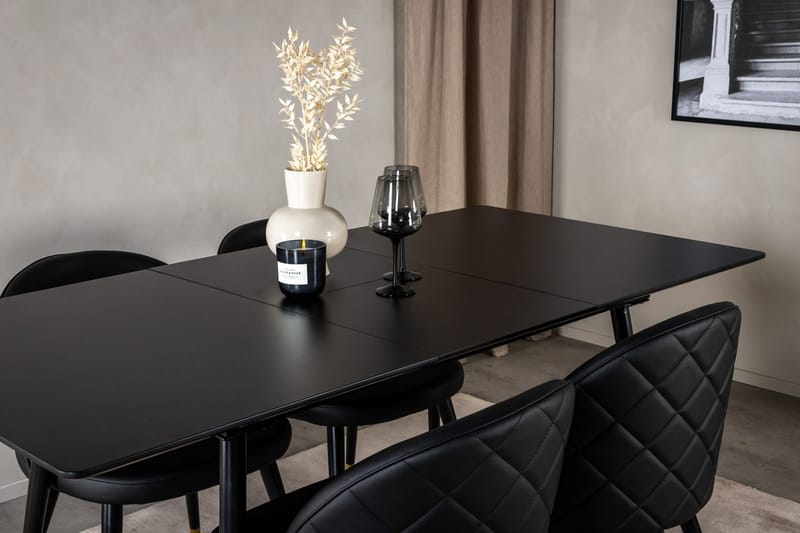 Rektangulær spisegruppe Venture Home Silar, Velvet - svart - Møbler - Bord - Spisegrupper