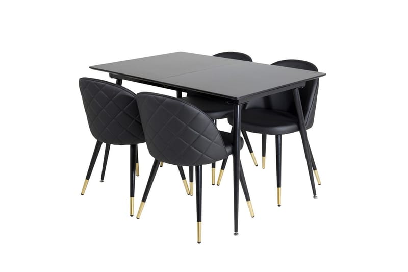Rektangulær spisegruppe Venture Home Silar, Velvet - svart - Møbler - Bord - Spisegrupper