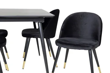 Rektangulær spisegruppe Venture Home Silar, Velvet - svart - Møbler - Bord - Spisegrupper