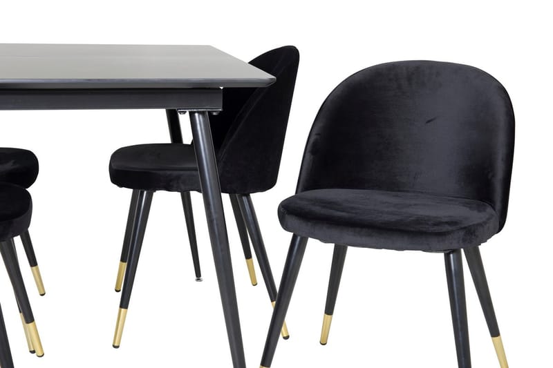 Rektangulær spisegruppe Venture Home Silar, Velvet - svart - Møbler - Bord - Spisegrupper