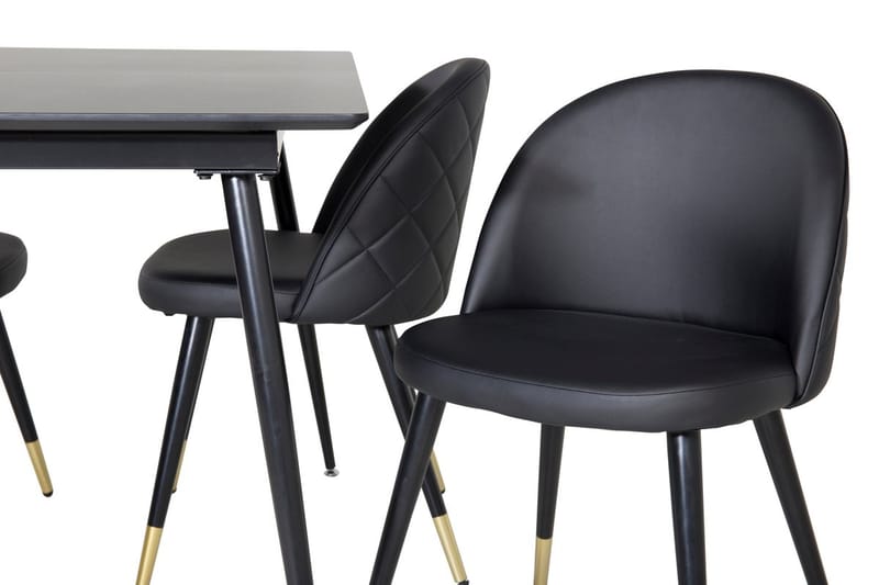 Rektangulær spisegruppe Venture Home Silar, Velvet - svart - Møbler - Bord - Spisegrupper