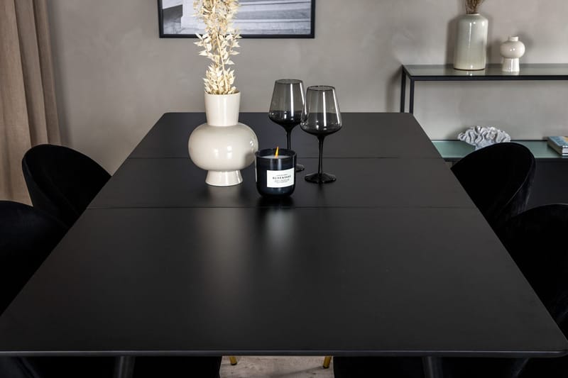 Rektangulær spisegruppe Venture Home Silar, Velvet - svart - Møbler - Bord - Spisegrupper