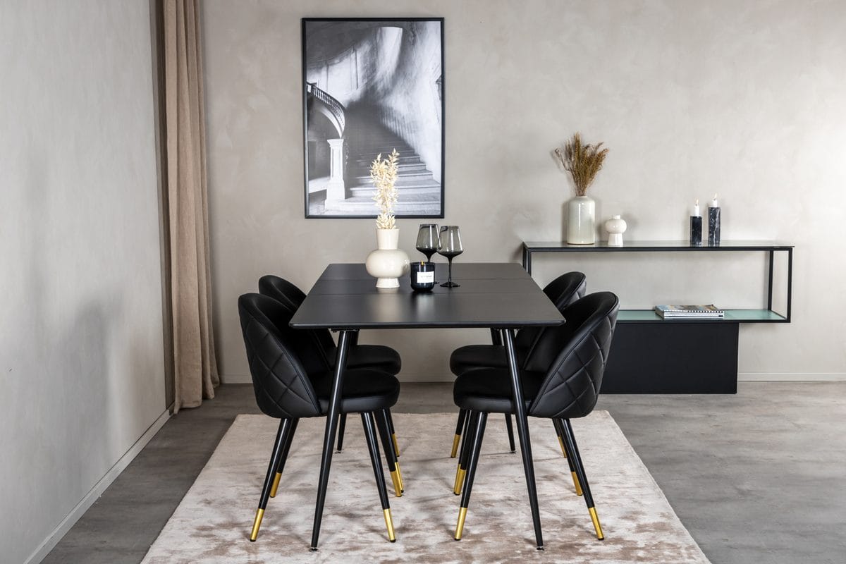 Rektangulær spisegruppe Venture Home Silar, Velvet - svart