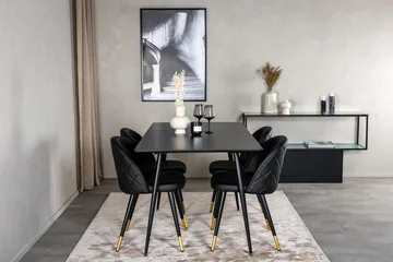 Rektangulær spisegruppe Venture Home Silar, Velvet - svart - Møbler - Bord - Spisegrupper