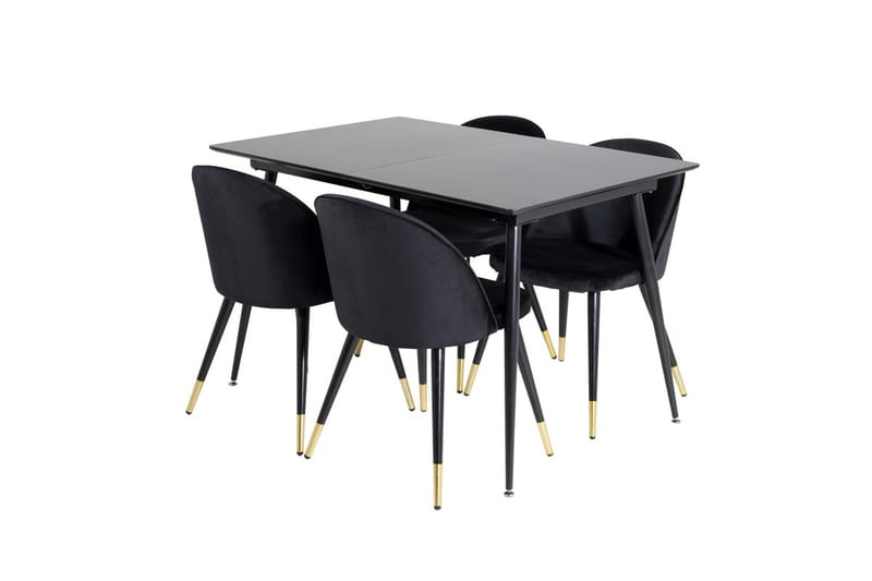 Rektangulær spisegruppe Venture Home Silar, Velvet - svart - Møbler - Bord - Spisegrupper