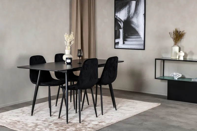 Rektangulær spisegruppe Venture Home Silar, Polar, svart