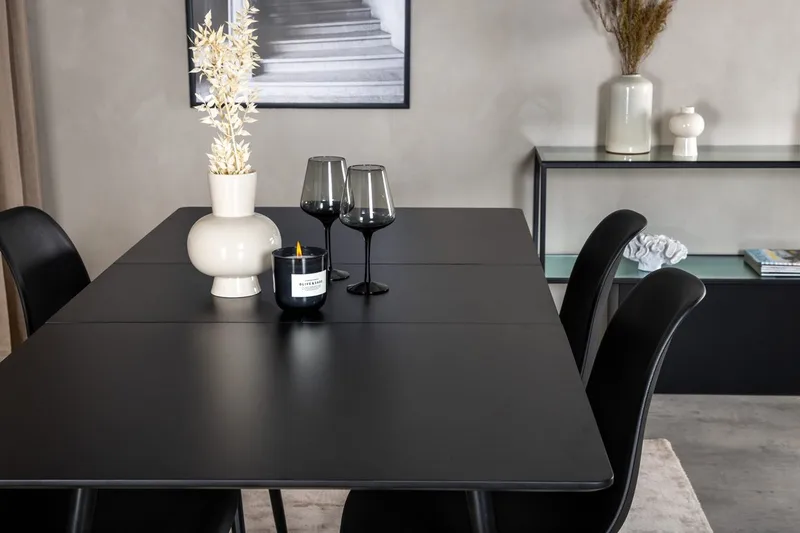 Rektangulær spisegruppe Venture Home Silar, Polar - svart - Møbler - Bord - Spisegrupper