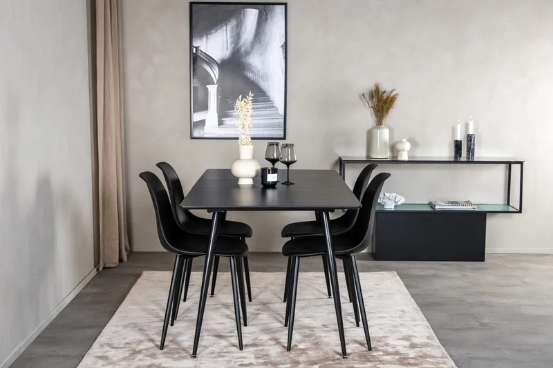 Rektangulær spisegruppe Venture Home Silar, Polar, svart