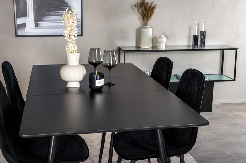 Rektangulær spisegruppe Venture Home Silar, Polar - svart - Møbler - Bord - Spisegrupper