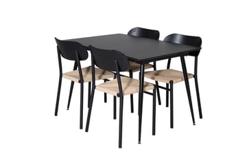 Rektangulær spisegruppe Venture Home Polly, Silar - svart/natur - Møbler - Bord - Spisegrupper