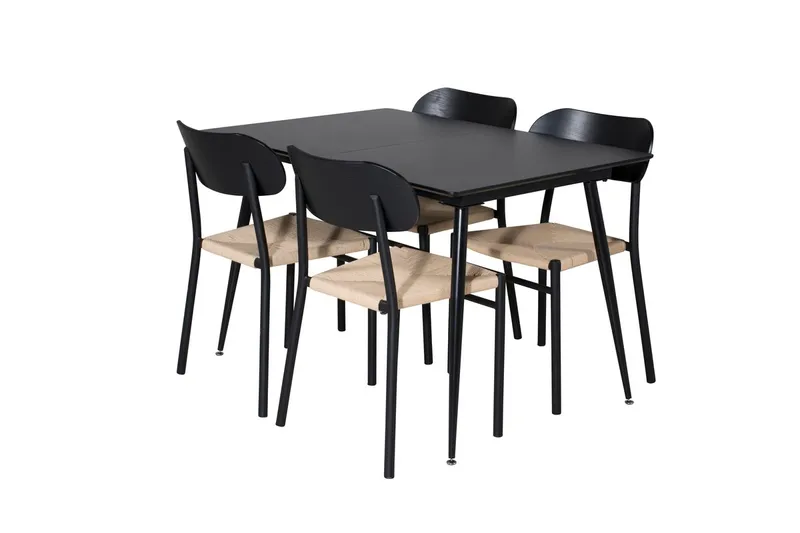 Rektangulær spisegruppe Venture Home Polly, Silar - svart/natur - Møbler - Bord - Spisegrupper