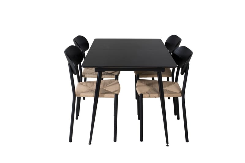 Rektangulær spisegruppe Venture Home Polly, Silar - svart/natur - Møbler - Bord - Spisegrupper