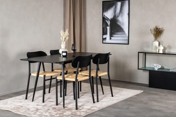 Rektangulær spisegruppe Venture Home Polly, Silar - svart/natur - Møbler - Bord - Spisegrupper