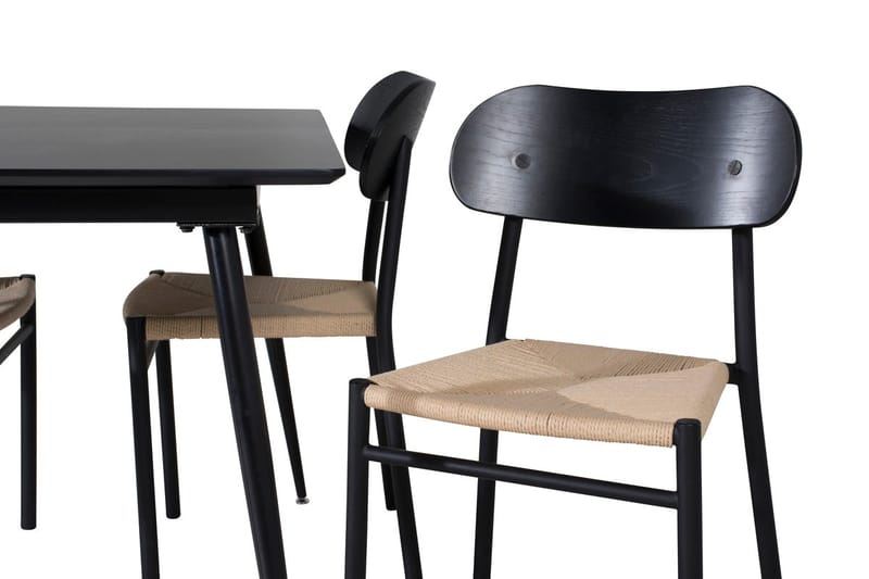 Rektangulær spisegruppe Venture Home Polly, Silar - svart/natur - Møbler - Bord - Spisegrupper