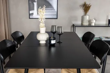 Rektangulær spisegruppe Venture Home Polly, Silar - svart/natur - Møbler - Bord - Spisegrupper