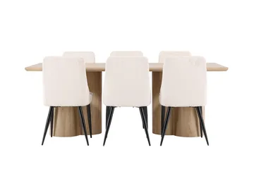 Rektangulär matgrupp Venture Home Beige Ljust trä 6st - Møbler - Bord - Spisegrupper