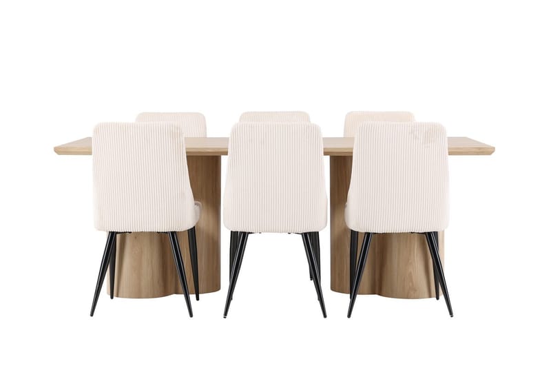 Rektangulär matgrupp Venture Home Beige Ljust trä 6st - Møbler - Bord - Spisegrupper