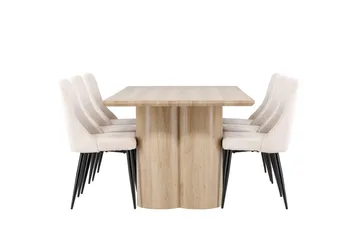 Rektangulär matgrupp Venture Home Beige Ljust trä 6st - Møbler - Bord - Spisegrupper