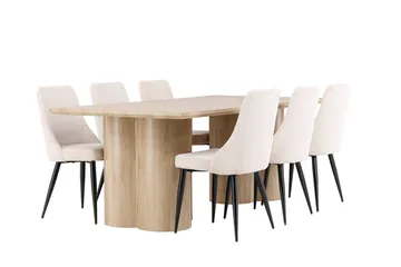 Rektangulär matgrupp Venture Home Beige Ljust trä 6st - Møbler - Bord - Spisegrupper