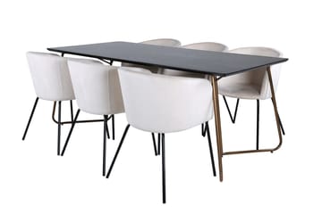Rektangulär matgrupp Venture Home Beige Mässing - Møbler - Bord - Spisegrupper
