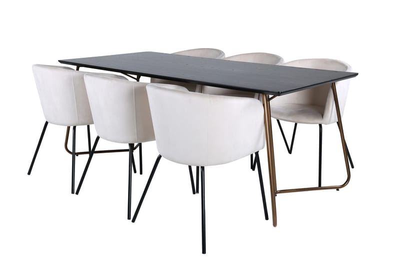 Rektangulär matgrupp Venture Home Beige Mässing - Møbler - Bord - Spisegrupper