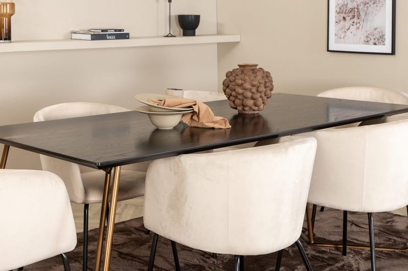 Rektangulär matgrupp Venture Home Beige Mässing - Møbler - Bord - Spisegrupper