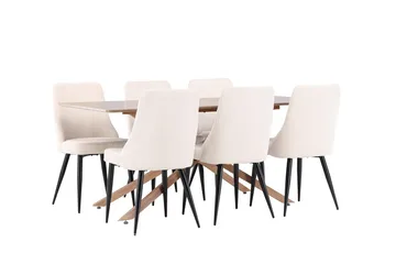 Rektangulär matgrupp Venture Home Beige Mocka 6st - Møbler - Bord - Spisegrupper