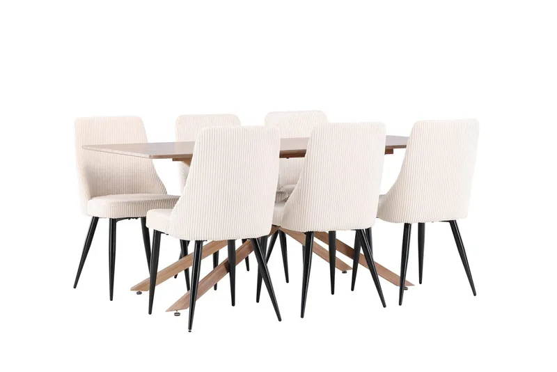 Rektangulär matgrupp Venture Home Beige Mocka 6st - Møbler - Bord - Spisegrupper